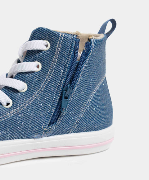 Tenis Bota Para Bebe Niña En Material Sintético Color Azul Índigo
