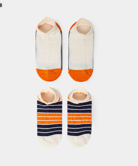 Medias Tobillera X 2 Para Niño En Algodón Color Blanco Y Azul