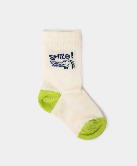 Medias Largas X 2 Para Bebé Niño En Algodón Color Marfil Y Verde