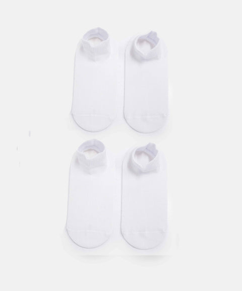 Medias Tobillera Unisex X2 En Algodón Color Blanco