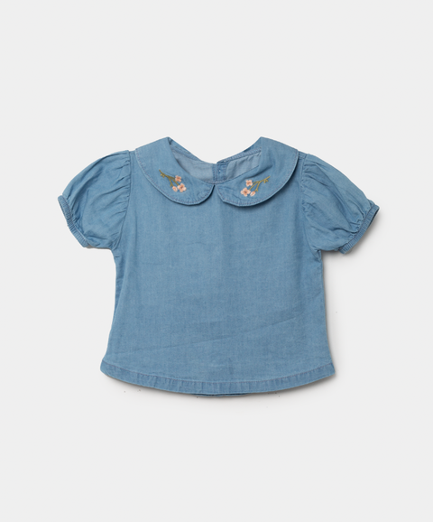 Conjunto Blusa Y Falda Para Bebé Niña En Índigo Claro