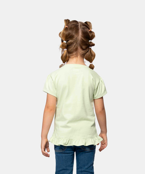 Camiseta Manga Corta Para Bebe Niña En Licra Color Verde Manzana