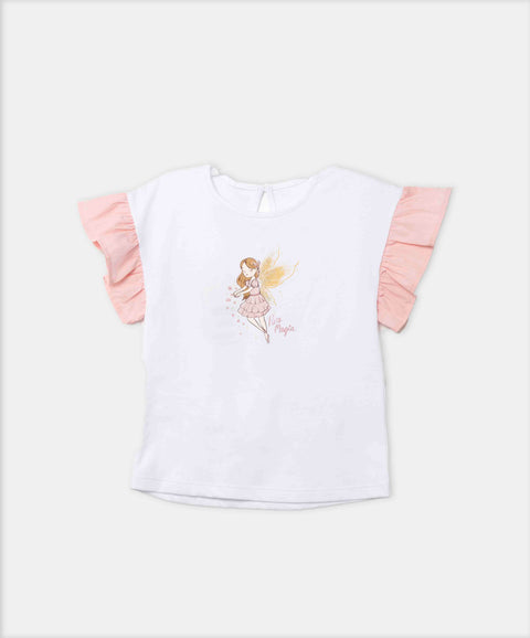 Camiseta Manga Corta Para Bebe Niña En Licra Color Blanco