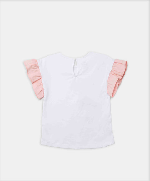Camiseta Manga Corta Para Bebe Niña En Licra Color Blanco