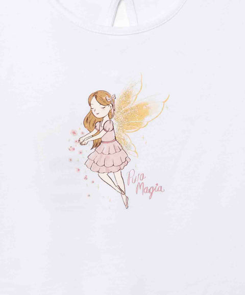 Camiseta Manga Corta Para Bebe Niña En Licra Color Blanco