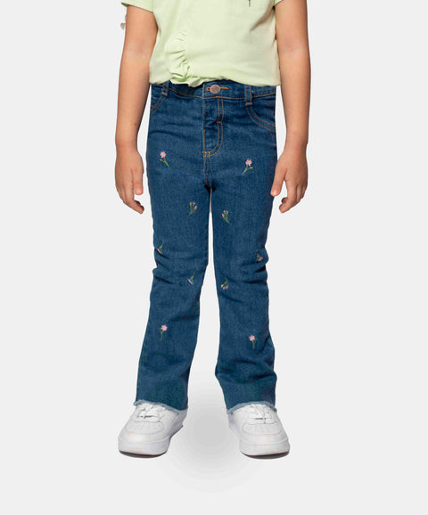 Jean Wide Leg Bebé Niña En Denim Tono Medio