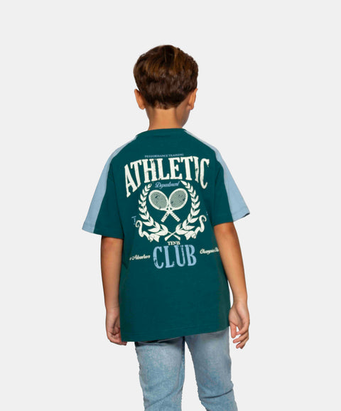 Camiseta Manga Corta Para Niño En Tela Suave Color Verde Esmeralda