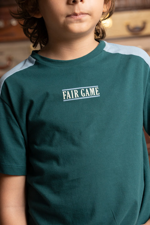 Camiseta Manga Corta Para Niño En Tela Suave Color Verde Esmeralda