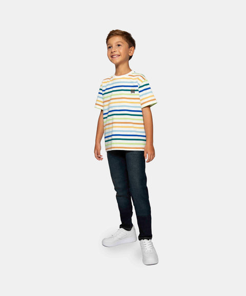 Camiseta Manga Corta Para Niño En Tela Suave Con Rayas