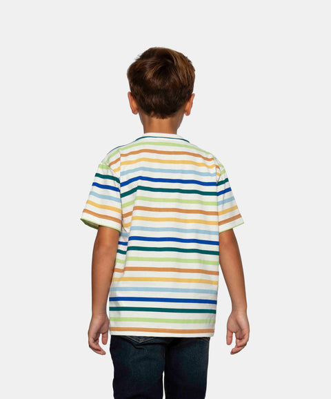 Camiseta Manga Corta Para Niño En Tela Suave Con Rayas