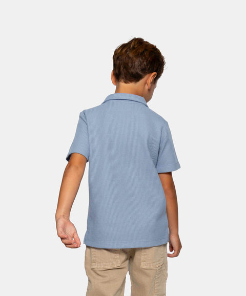 Camiseta Tipo Polo Niño En Algodón Color Azul Claro