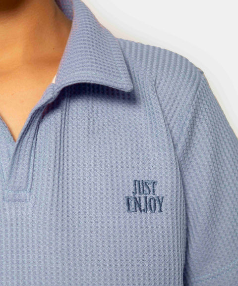 Camiseta Tipo Polo Niño En Algodón Color Azul Claro