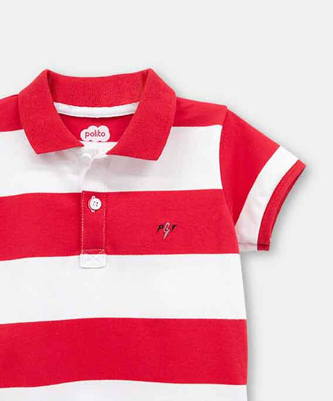Camiseta Tipo Polo Niño En Algodón Color Rojo