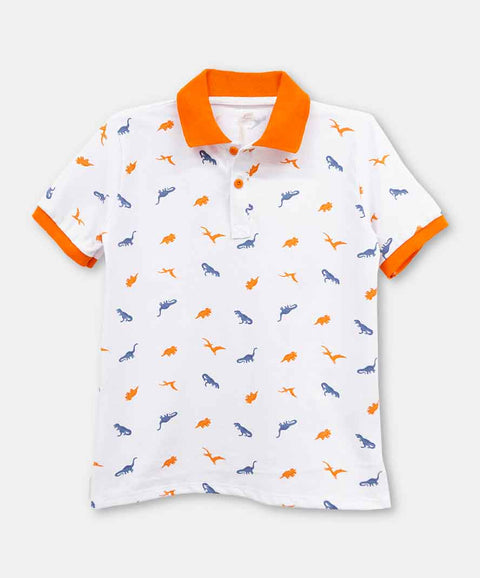 Camiseta Tipo Polo Niño En Algodón Color Blanco