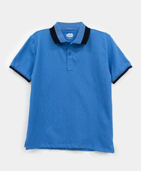 Camiseta Tipo Polo Niño En Algodón Color Azul