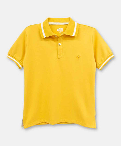 Camiseta Tipo Polo Niño En Algodón Color Amarillo