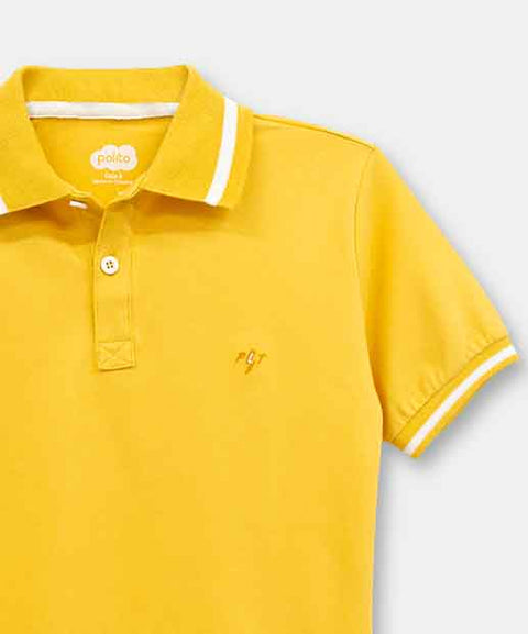 Camiseta Tipo Polo Niño En Algodón Color Amarillo