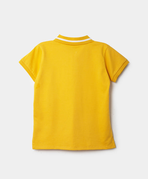 Camiseta Tipo Polo Para Bebé Niño En Algodón Color Amarillo