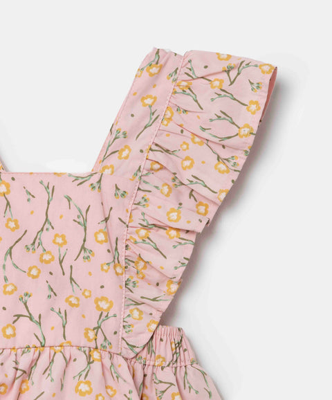 Mameluco Estampado Para Recién Nacida En Popelina Color Rosado Pastel