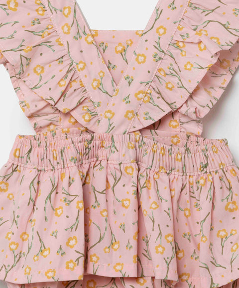 Mameluco Estampado Para Recién Nacida En Popelina Color Rosado Pastel