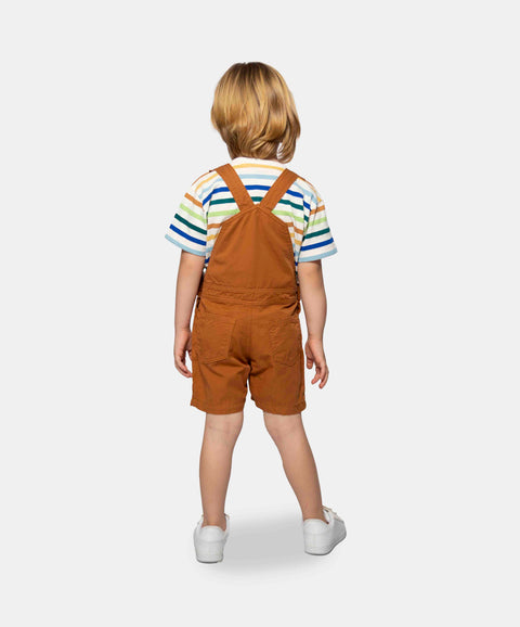 Conjunto De Camiseta Y Overol Para Bebé Niño Color Marfil Y Cafe