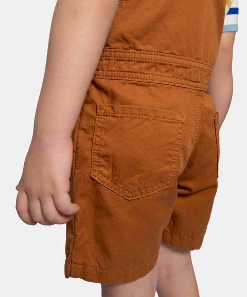 Conjunto De Camiseta Y Overol Para Bebé Niño Color Marfil Y Cafe