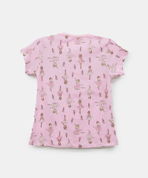 Pijama Manga Corta Y Pantalón Para Niña En Licra Color Rosado