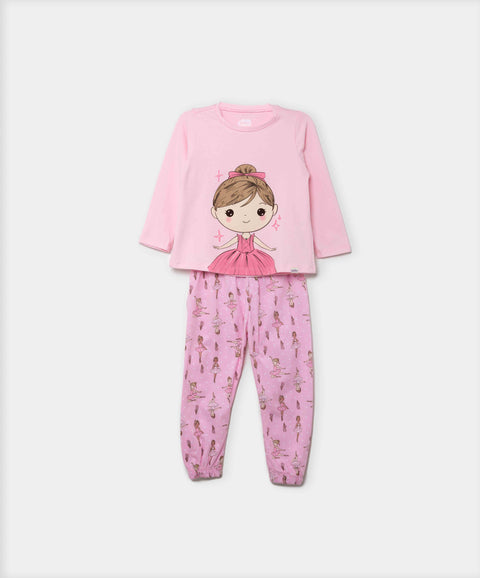 Pijama Manga Larga Y Pantalón Para Bebé Niña Color Rosado