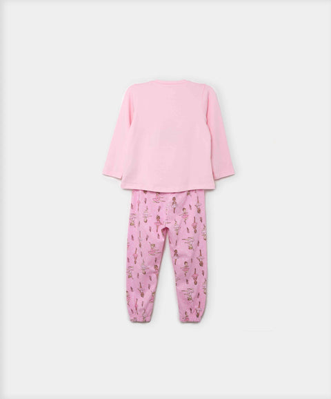 Pijama Manga Larga Y Pantalón Para Bebé Niña Color Rosado