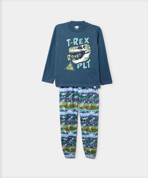 Pijama Manga Larga Y Pantalón Para Niño Color Azul Oscuro