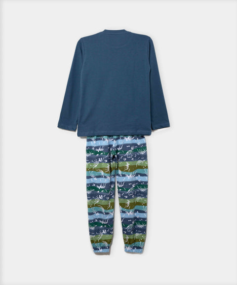 Pijama Manga Larga Y Pantalón Para Niño Color Azul Oscuro
