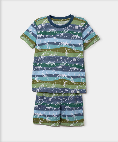 Pijama Manga Corta Y Short Para Niño En Tela Suave Color Azul