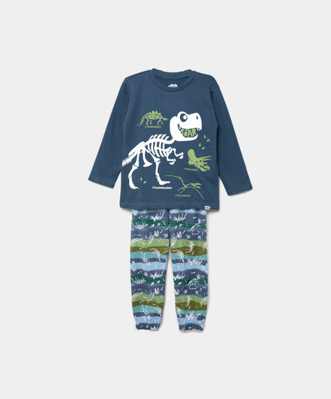 Pijama Manga Larga Y Pantalón Para Bebé Niño En Tela Suave Color Azul