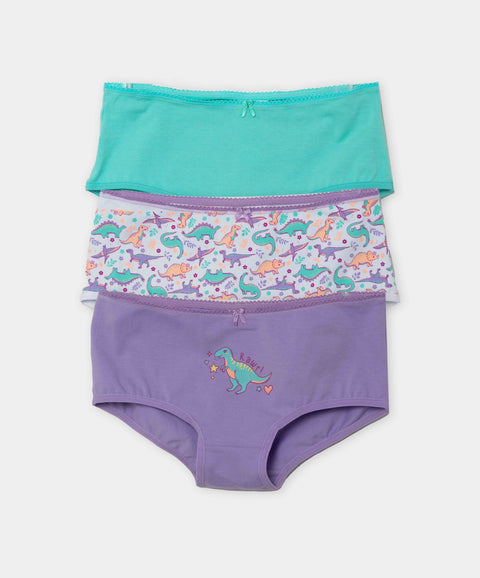 Paquete De Panties X 3 Para Niña En Algodón Color Lila Blanco Y Verde Menta