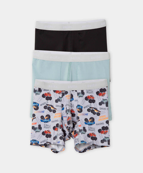 Paquete De Bóxer X 3 Para Niño En Microfibra Color Verde Gris Y Negro