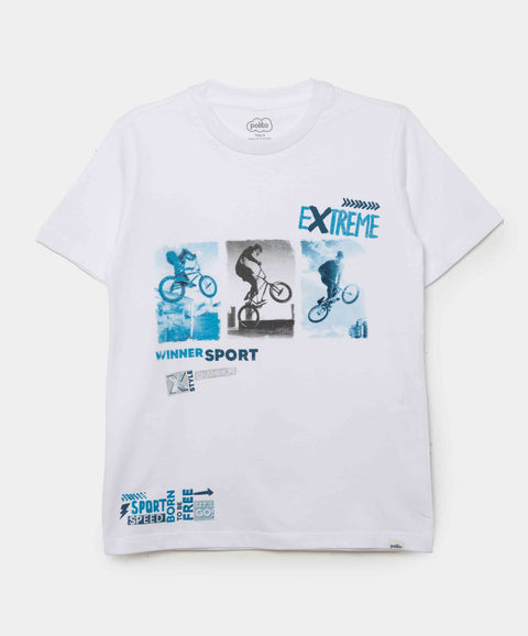 Camiseta Manga Corta Para Niño En Tela Suave Color Blanco
