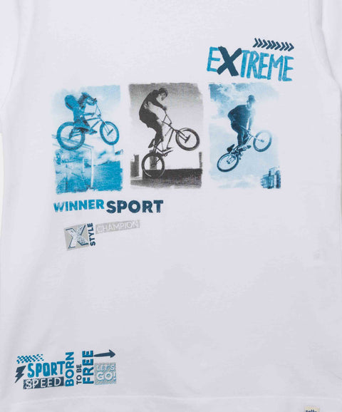 Camiseta Manga Corta Para Niño En Tela Suave Color Blanco