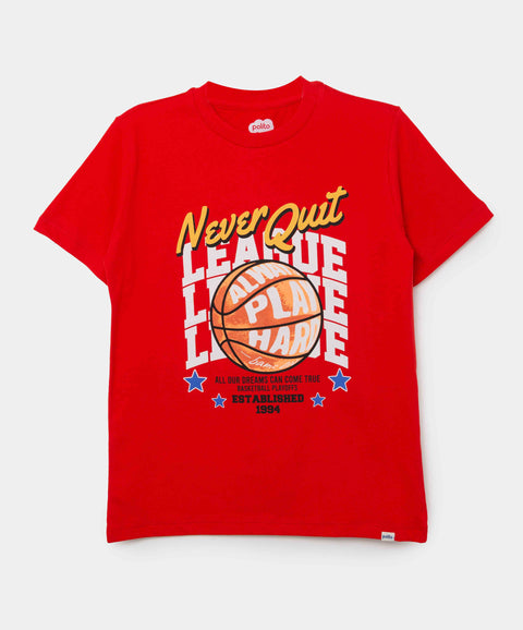 Camiseta Manga Corta Para Niño En Tela Suave Color Rojo