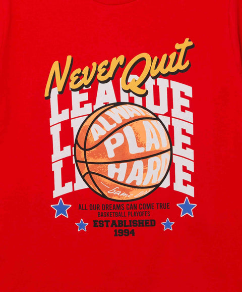 Camiseta Manga Corta Para Niño En Tela Suave Color Rojo