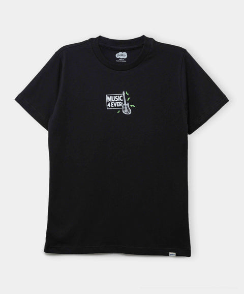 Camiseta Manga Corta Para Niño En Tela Suave Color Negro