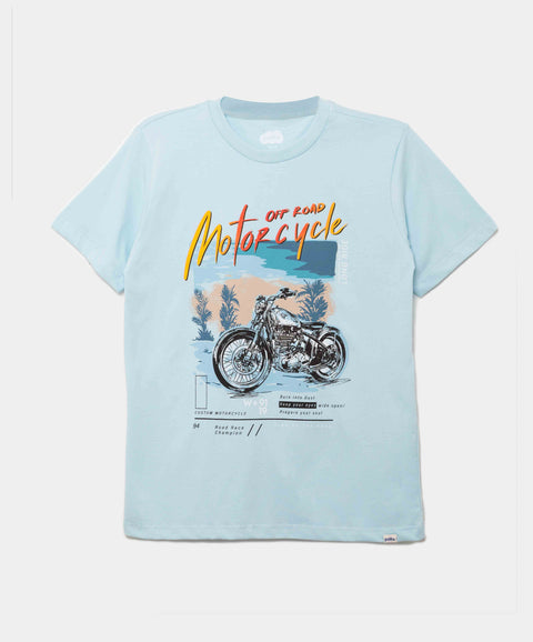 Camiseta Manga Corta Para Niño En Tela Suave Color Azul Claro