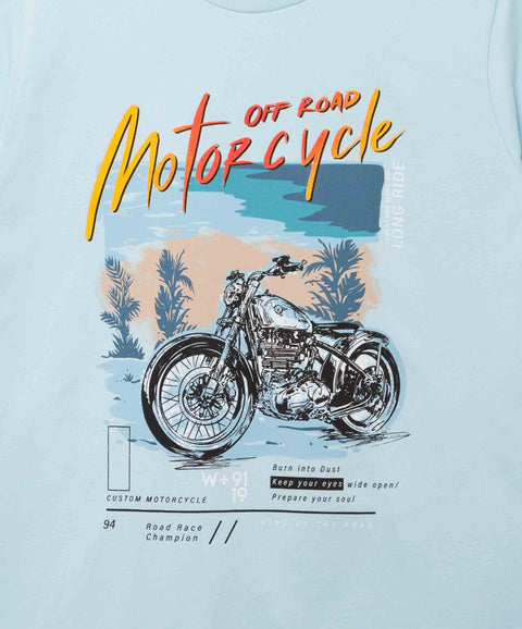 Camiseta Manga Corta Para Niño En Tela Suave Color Azul Claro