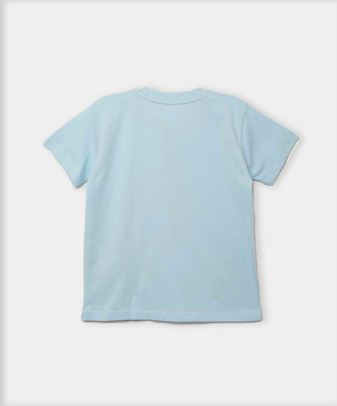Camiseta Manga Corta Para Bebe Niño En Tela Suave Color Azul Claro