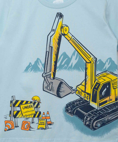 Camiseta Manga Corta Para Bebe Niño En Tela Suave Color Azul Claro
