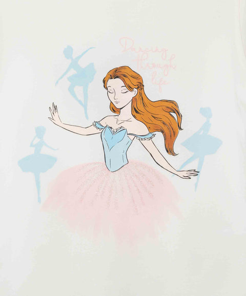 Camiseta Manga Corta Para Niña En Licra Color Marfil