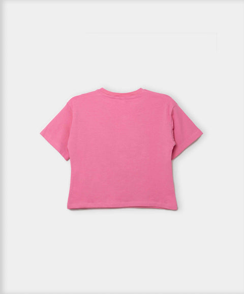 Camiseta Oversize Manga Corta Para Niña En Licra Color Rosado