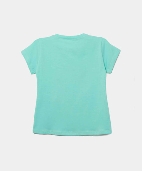 Camiseta Manga Corta Para Bebe Niña En Licra Color Verde Agua