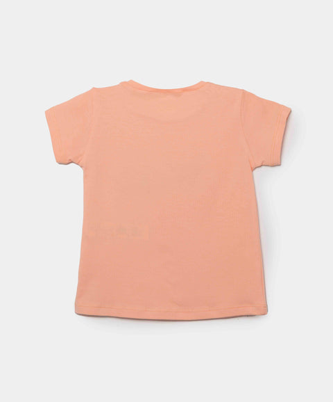 Camiseta Manga Corta Para Bebe Niña En Licra Color Mandarina