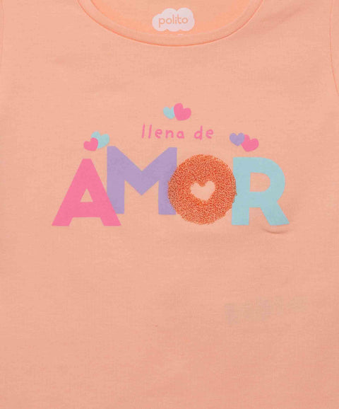 Camiseta Manga Corta Para Bebe Niña En Licra Color Mandarina