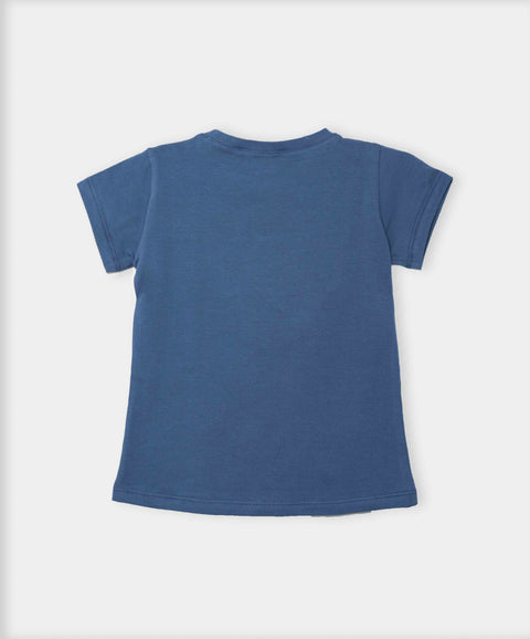 Camiseta Manga Corta Para Bebe Niña En Licra Color Azul Navy
